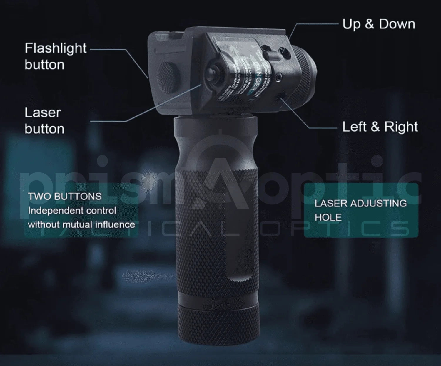 3-in-1 Tactical Foregrip with Flash Light & Green Laser